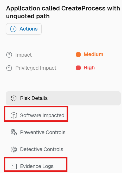 Navigate to the software impacted by this risk and evidence logs in Spektion